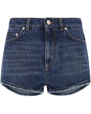 Dolce & Gabbana Logo Plate Shorts - Blue