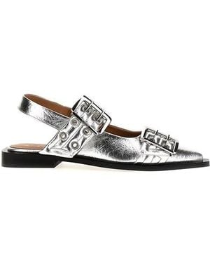 Ganni Ballerina 'Wide Belt Buckle' - Bianco