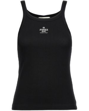 Fendi Sleeveless Top With Logo - Black