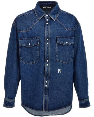 Palm Angels 'lw Monogram' Jacket - Blue