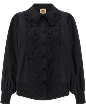 FARM Rio Blouse With Tonal Embroidery - Black