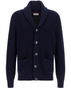 Brunello Cucinelli Malfilé Cotton Cardigan - Blue