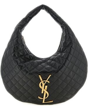 Saint Laurent Borsa Hobo Con Finitura Trapuntata - Nero