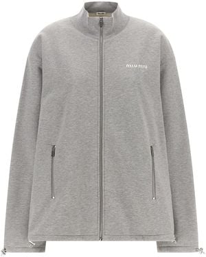 Miu Miu Zipped Sweatshirt - Grey
