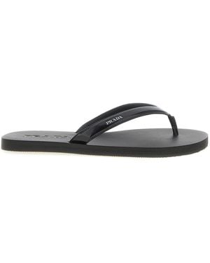 Prada Zehenstegsandalen Aus Leder - Schwarz