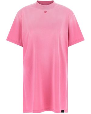 Courreges Courrèges T-Shirt Dress With Embroidered Logo - Pink