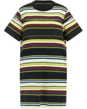 Sacai T-Shirt Dress With Sheer Inserts - Green