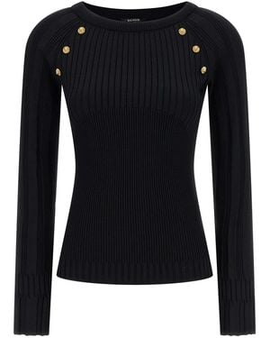 Balmain Pullover Mit 3 Knöpfen - Schwarz