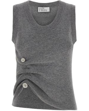 GIUSEPPE DI MORABITO Knit Top With Crystal Buttons - Grey
