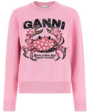 Ganni 'crab' Jumper - Pink