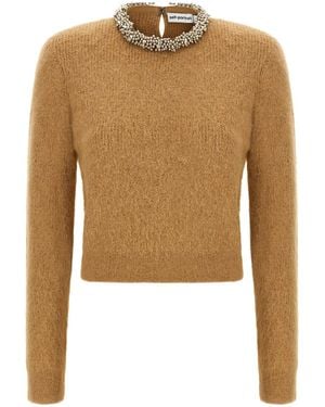 Self-Portrait Pullover Mit Schmuck-Stickerei - Natur