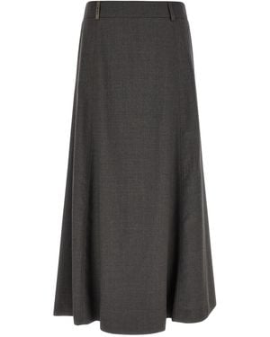Peserico Flared Skirt With Loops - Grey