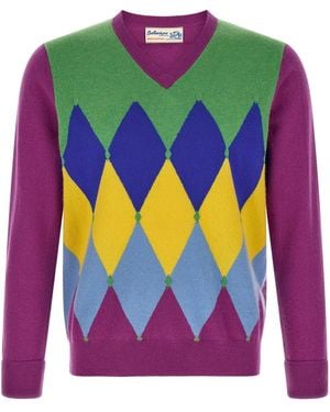 Ballantyne Pullover Mit Intarsienmuster 'Classic Diamond' - Pink
