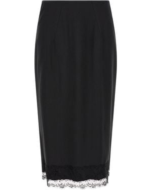 Ermanno Scervino Lace-Trim Midi Skirt - Black