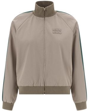 Miu Miu Cotton Twill Bomber Jacket - Brown