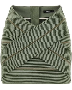 Balmain V-Förmiger Taillenrock - Grün