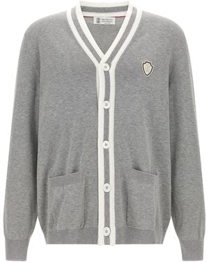 Brunello Cucinelli Heraldic Logo Cardigan - Grey