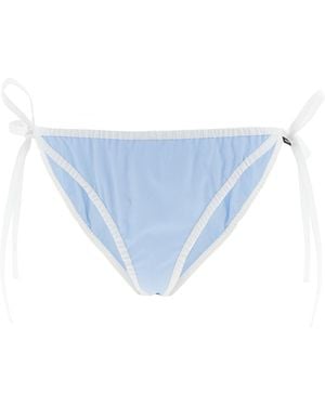 Miu Miu Bikini-Slip Aus Popeline - Blau