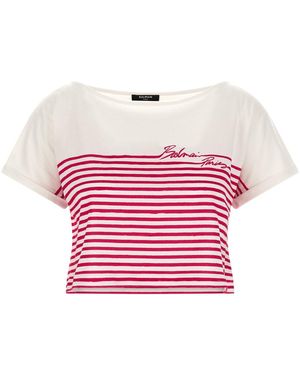 Balmain 'marinière' T-shirt - Red