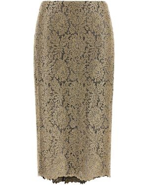 Ermanno Scervino Embroidered Tulle Pencil Skirt - Natural