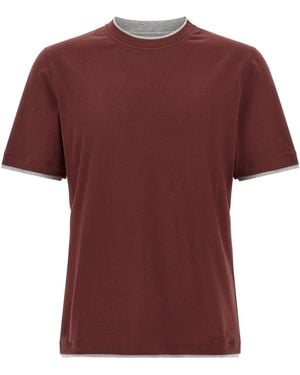 Brunello Cucinelli Faux-Layering T-Shirt - Red