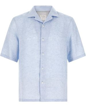 Brunello Cucinelli Camp Collar Shirt - Blue