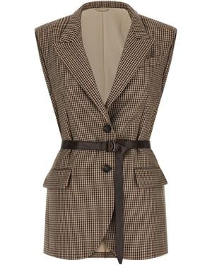 Brunello Cucinelli Belted Vest - Grey