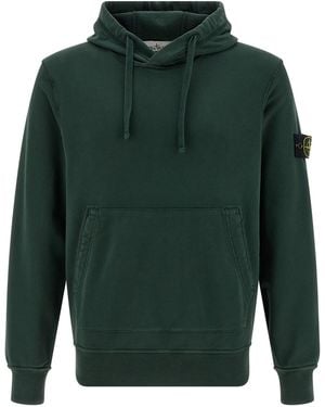 Stone Island Logo Badge Hoodie - Green