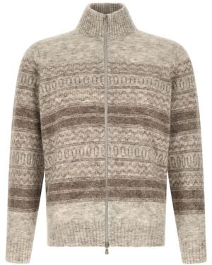 Brunello Cucinelli 'nordic Jacquard' Cardigan - Grey