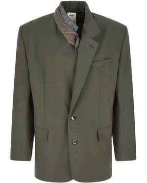 Magliano Single-Breasted Blazer With Deconstructed Collar - Green