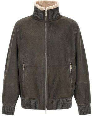 Brunello Cucinelli Leather Jacket - Grey