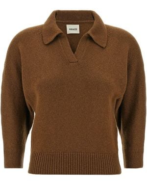 KHAITE 'herve' Polo Shirt - Brown