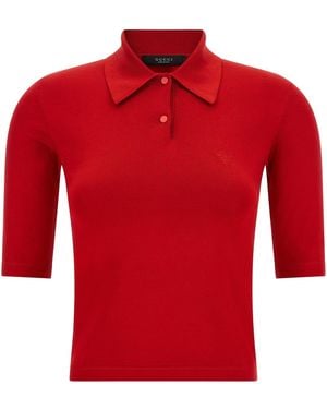 Gucci Polo Maglia Di Seta Rossa - Rosso