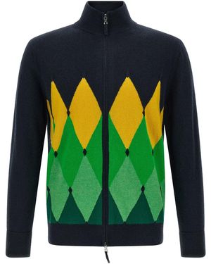 Ballantyne Cardigan Mit Intarsienmuster Und Reißverschluss "Classic Di - Grün