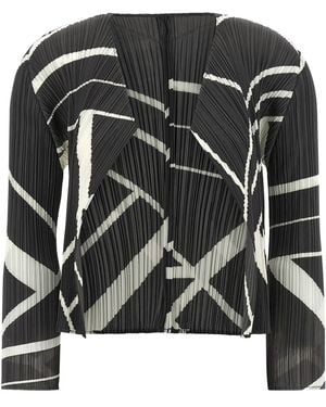 Pleats Please Issey Miyake Cardigan "Fold Line" - Schwarz