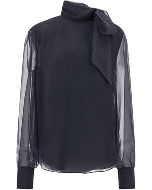 Brunello Cucinelli Knusprige Seidenbluse - Blau