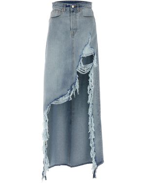 Vetements 'Destroyed Denim Maxi Skirt' Skirt - Blue