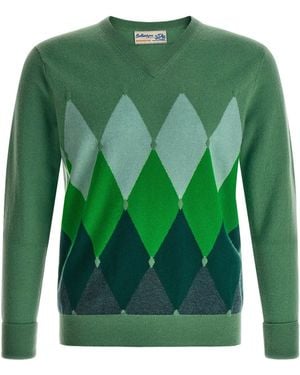 Ballantyne Pullover Mit Intarsienmuster 'Classic Diamond' - Grün
