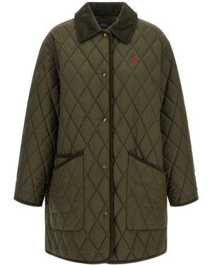 Polo Ralph Lauren Quilted Jacket With Corduroy Collar - Green