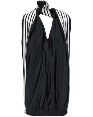 Balenciaga Short Dress With A V-Neckline - Black