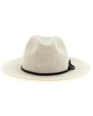 Brunello Cucinelli Cappello 'Fedora' Con Tesa Larga E Cordino - Bianco