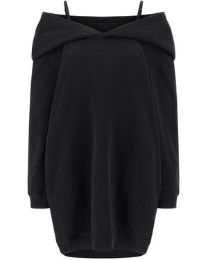 MM6 by Maison Margiela Off-shoulder Hooded Dress - Black
