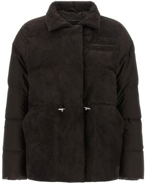 Kiton Daunenjacke Mit Metall-Kordelzug - Schwarz