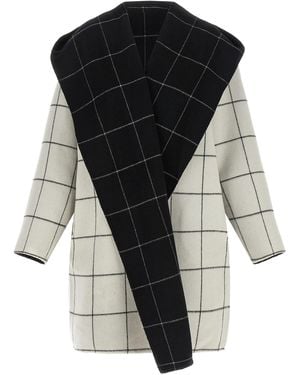 TOTEME ' Windowpane Hoodie' Revrsibile Coat - Black