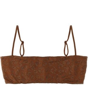 MC2 Saint Barth 'Athena Shiny Strass Leopard 18' Bikini Top - Brown