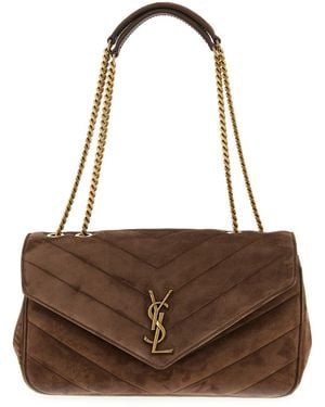 Saint Laurent 'lou Lou M' Crossbody Bag - Brown