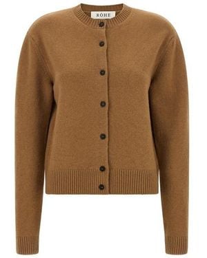 Rohe Cardigan Girocollo Misto Cashmere - Marrone