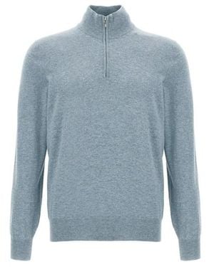 Brunello Cucinelli Maglione Half-Zip - Blu