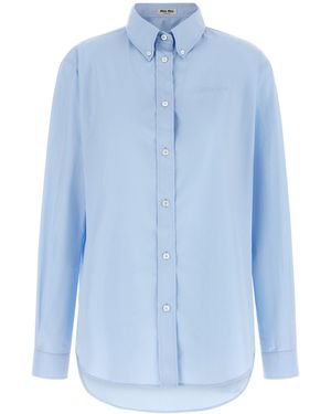 Miu Miu Logo Embroidery Shirt - Blue