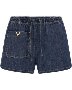 Valentino Garavani Chambray Denim Shorts - Blue